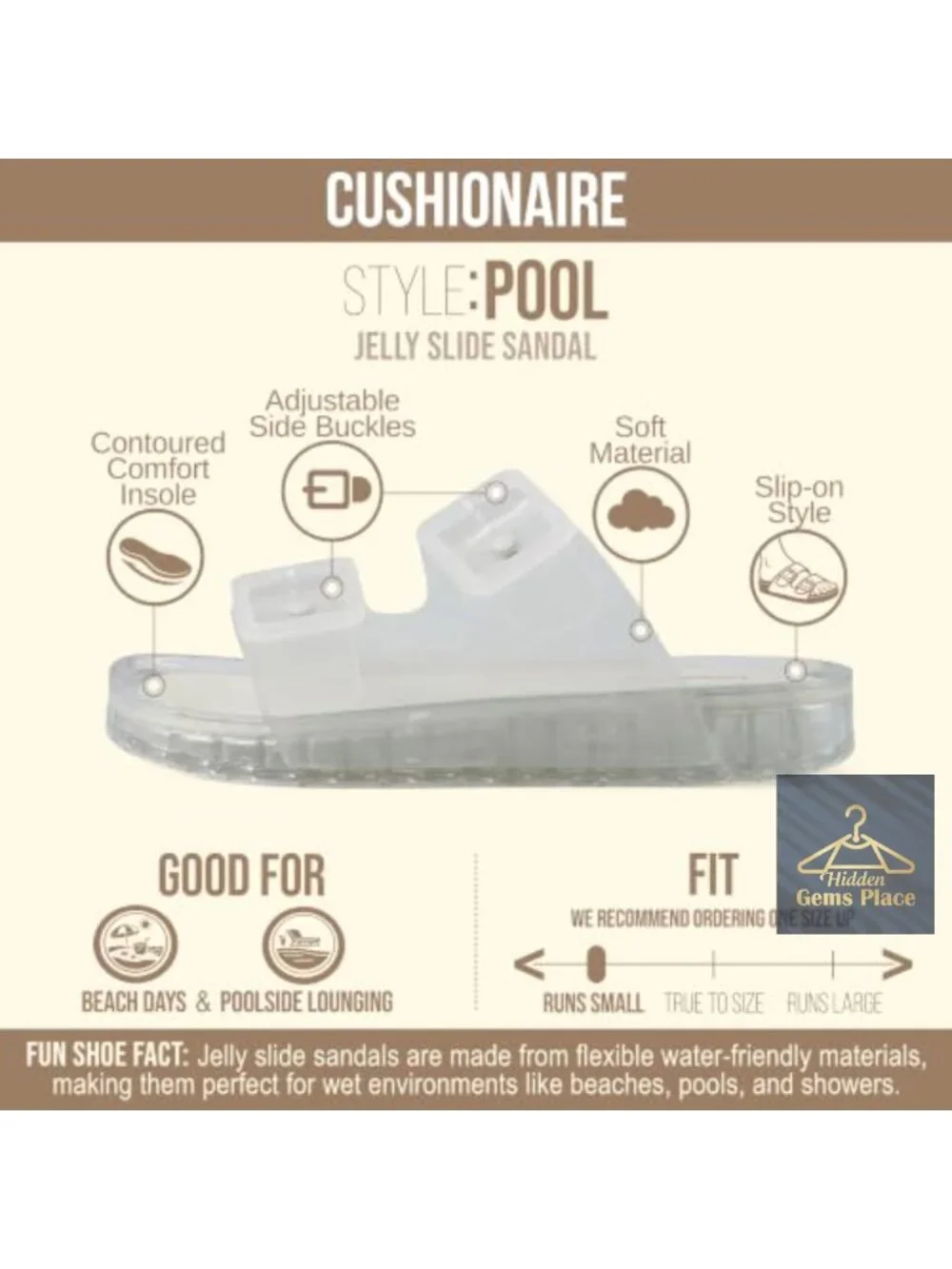 Water Resistant Double Buckle Adjustable Slides Women's Sandals